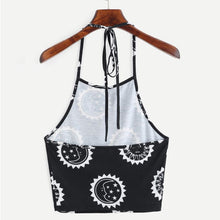 Load image into Gallery viewer, Sun Moon Halter Neck Backless Crop Top