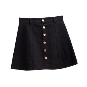 High Waist Denim Button Up Skirt