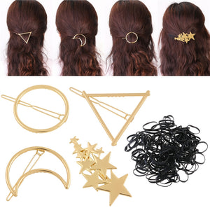 4pcs Minimalist Gold Geometric Metal Hairpins