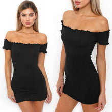 Load image into Gallery viewer, Off Shoulder Short Sleeve Crimping Party Dress