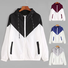 Load image into Gallery viewer, Long Sleeve Thin Hooded Zipper Patchwork Sport Coat