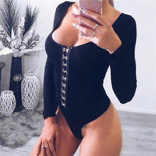 Load image into Gallery viewer, Long Sleeve Rivet Bodysuit