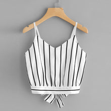Load image into Gallery viewer, Self Tie Back Striped Crop Top