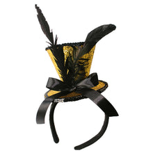 Load image into Gallery viewer, Top Hat Headband with Bow Feather Glitter Hat