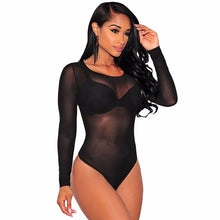 Load image into Gallery viewer, Womens Long Sleeve Mesh Bodysuit